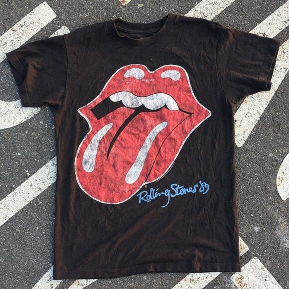Retro Rolling Stones Concert Tee Black Band Tshirt Vintage Stones Shirt Medium - Picture 1 of 8